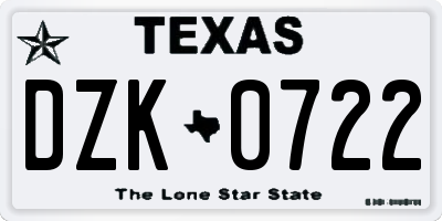 TX license plate DZK0722