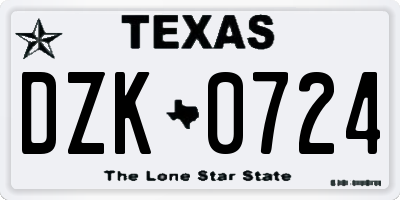 TX license plate DZK0724