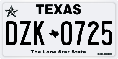 TX license plate DZK0725