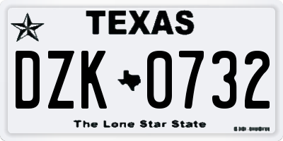 TX license plate DZK0732