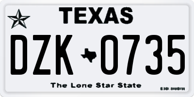 TX license plate DZK0735