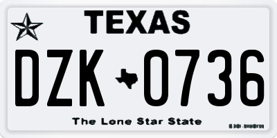 TX license plate DZK0736