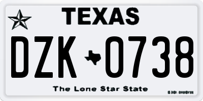 TX license plate DZK0738