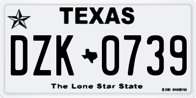 TX license plate DZK0739