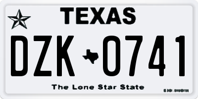 TX license plate DZK0741