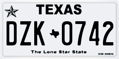 TX license plate DZK0742