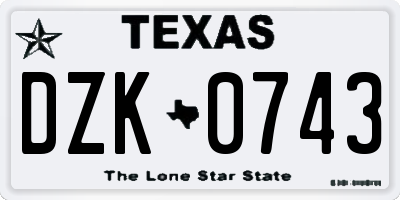 TX license plate DZK0743