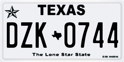 TX license plate DZK0744