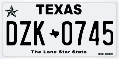 TX license plate DZK0745