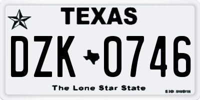 TX license plate DZK0746