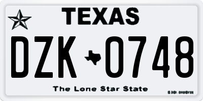 TX license plate DZK0748