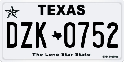 TX license plate DZK0752