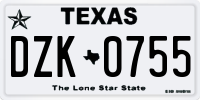 TX license plate DZK0755