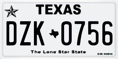TX license plate DZK0756