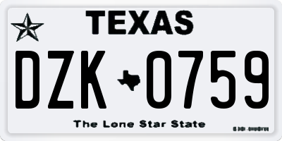 TX license plate DZK0759