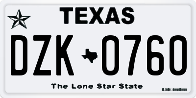 TX license plate DZK0760