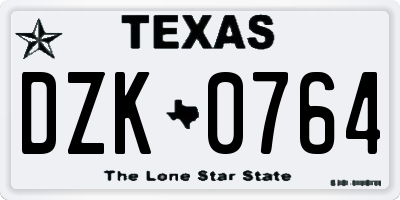 TX license plate DZK0764