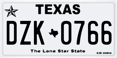 TX license plate DZK0766