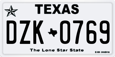 TX license plate DZK0769