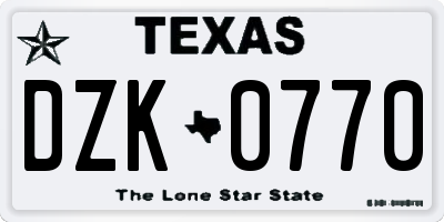 TX license plate DZK0770