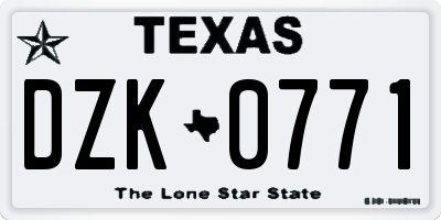 TX license plate DZK0771