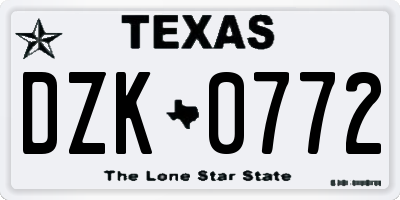 TX license plate DZK0772