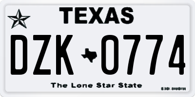 TX license plate DZK0774