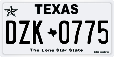 TX license plate DZK0775