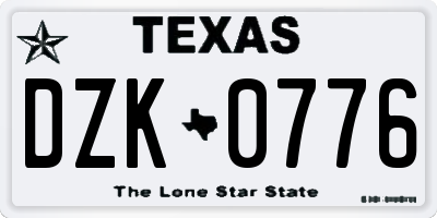 TX license plate DZK0776