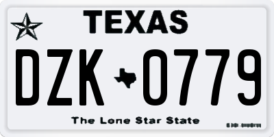 TX license plate DZK0779
