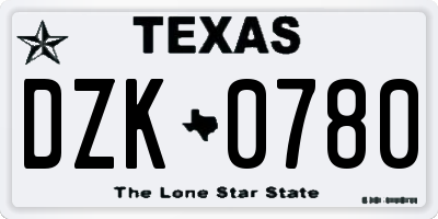 TX license plate DZK0780