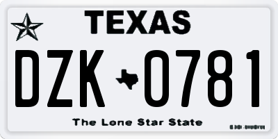 TX license plate DZK0781