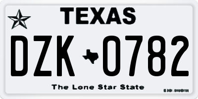 TX license plate DZK0782
