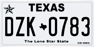 TX license plate DZK0783