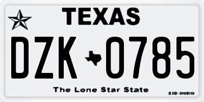 TX license plate DZK0785