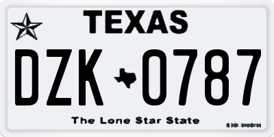 TX license plate DZK0787