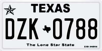 TX license plate DZK0788