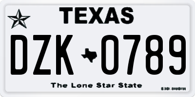 TX license plate DZK0789