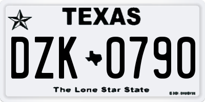 TX license plate DZK0790