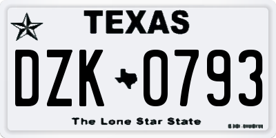 TX license plate DZK0793