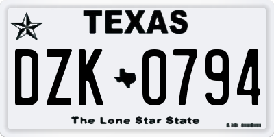 TX license plate DZK0794