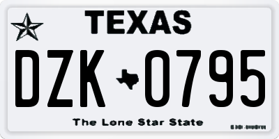 TX license plate DZK0795