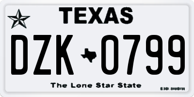 TX license plate DZK0799