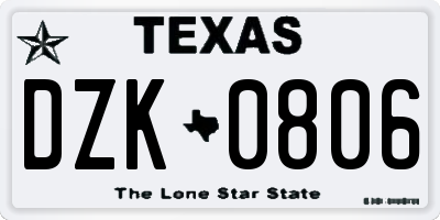 TX license plate DZK0806