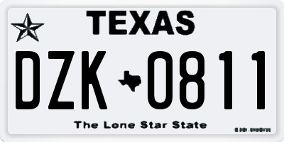 TX license plate DZK0811