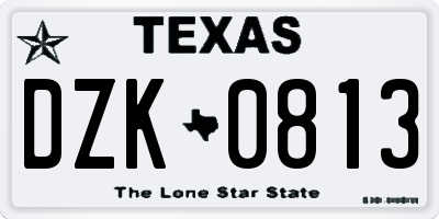 TX license plate DZK0813