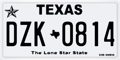TX license plate DZK0814