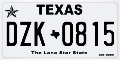 TX license plate DZK0815