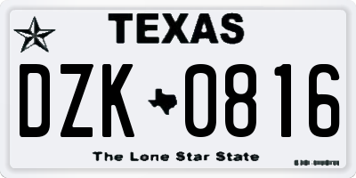 TX license plate DZK0816