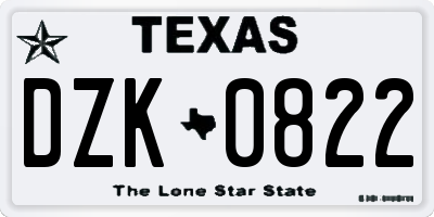 TX license plate DZK0822